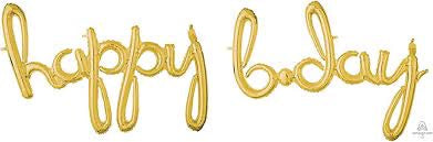 2 AirFilled Foil Balloons Gold - Happy Birthday