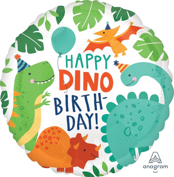 18” Happy Dino Birthday Foil Balloon