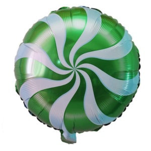 18” Candy Swirl Green / White Foil Balloon