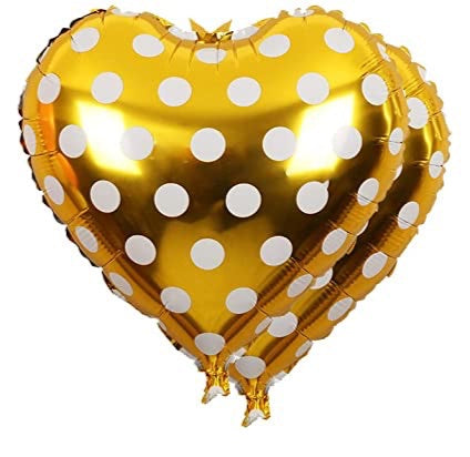 18” Polka Dot Gold & White Foil  Balloon