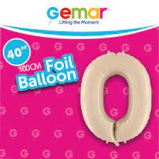 40” Number 0 Satin Cream Foil Balloon - 171006