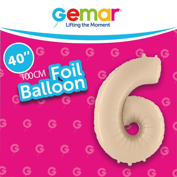 40” Number 6 Satin Cream Foil Balloon- 171068