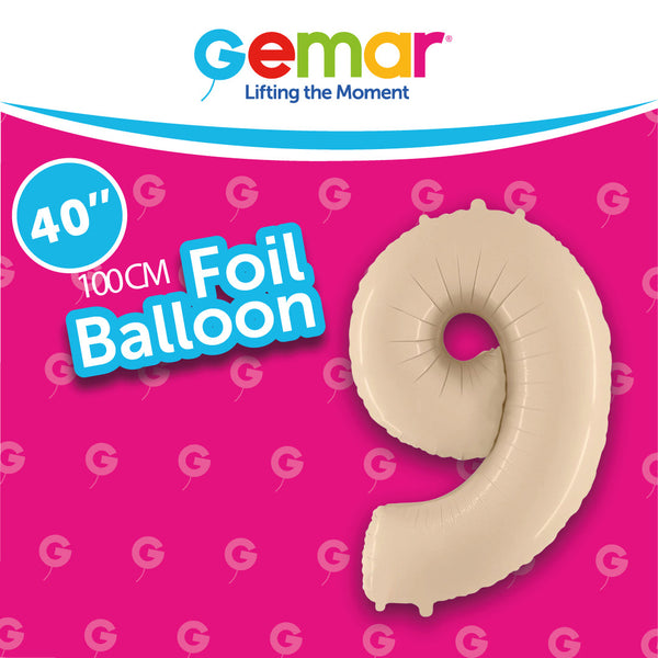 40” Number 9 Satin Cream Foil Balloon - 171599