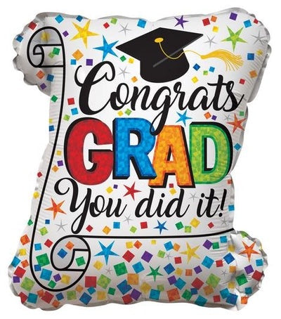 20” Congrats Grad, You Did It Diploma Shape Foil Balloon