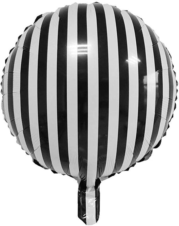 18”  Black & White Stripes Foil Balloon