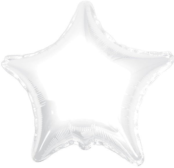 18” SC Solid White Star Foil Balloon -  Flat