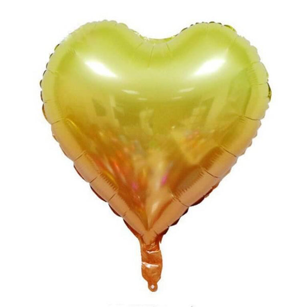 18” Gold and Orange Gradient Heart Foil Balloon