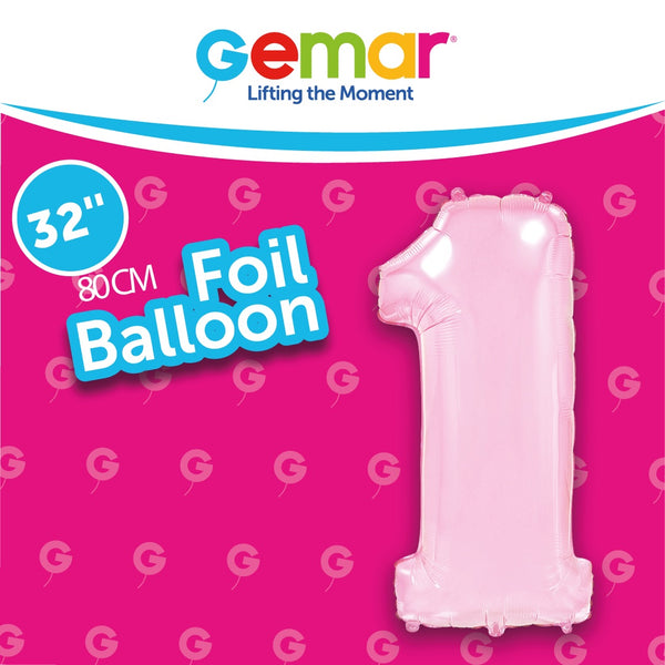32” Number 1 Pastel Pink