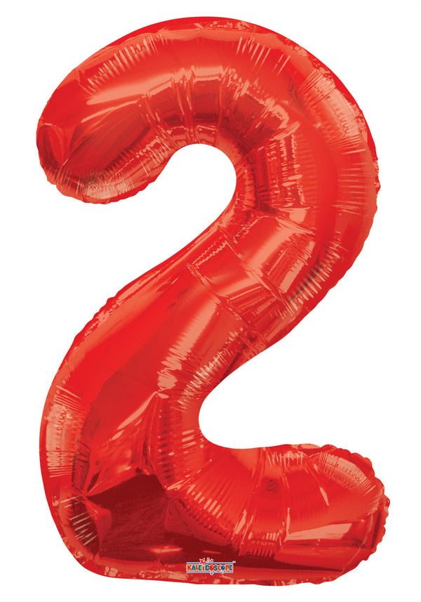 34” 2 Jumbo Numbers Foil Balloon Red