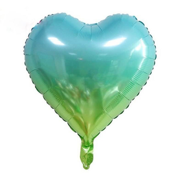 18” Blue and Green Gradient Heart Foil Balloon