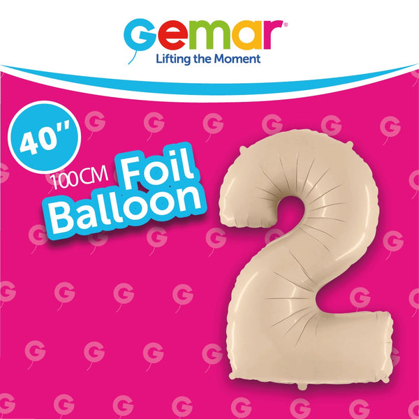 40” Number 2 Satin Cream Foil Balloon - 171020