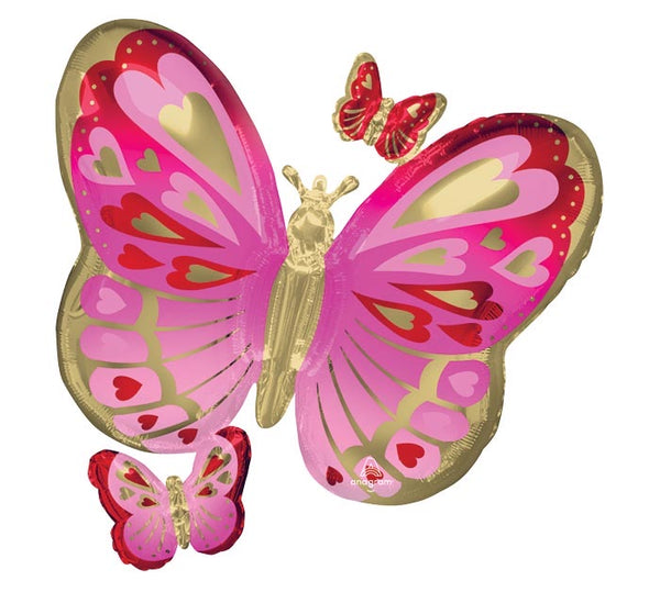 29” Red, Pink, Gold Butterfly