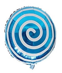 18” Spiral Circular Candy Foil Balloon - Blue & White