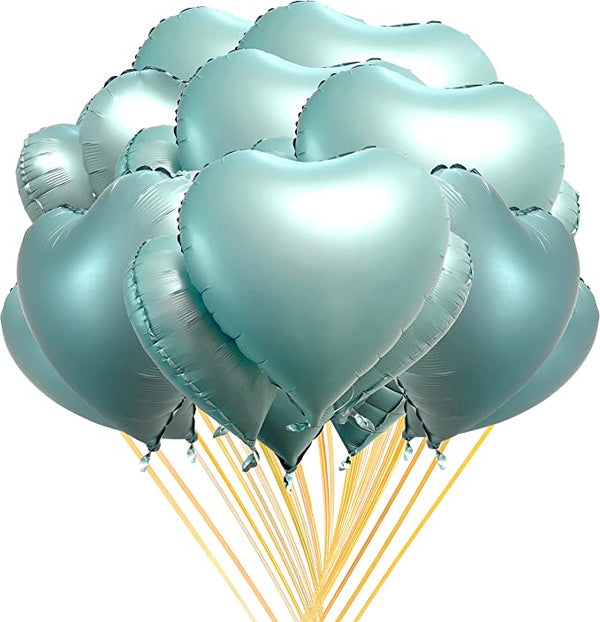 18” Mettalic GreyGreen Heart Foil Balloon