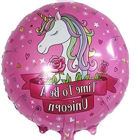 18” Round “ Time  to be Unicorn” Foil Balloon