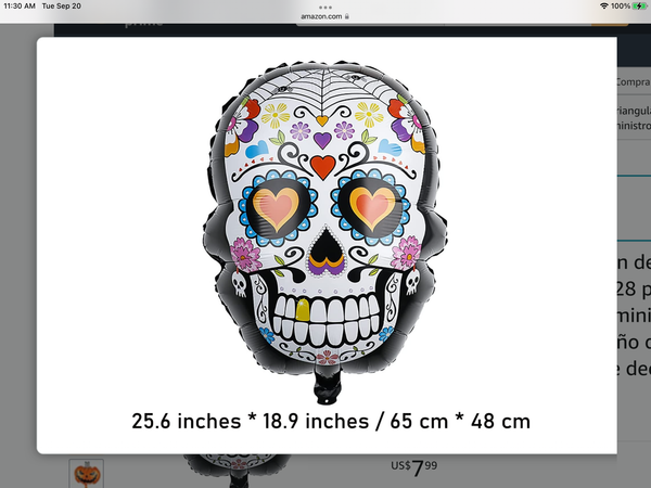 25.6” Halloween Sugar Skull Foil Balloon