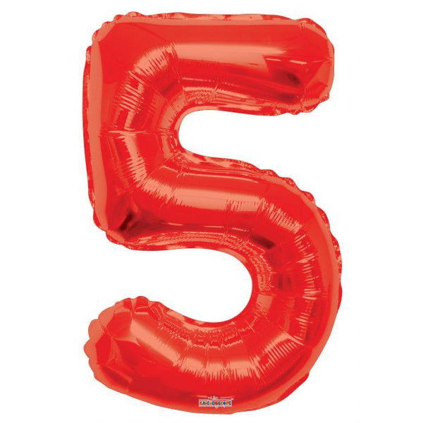 34” 5 Jumbo Numbers Foil Balloon Red