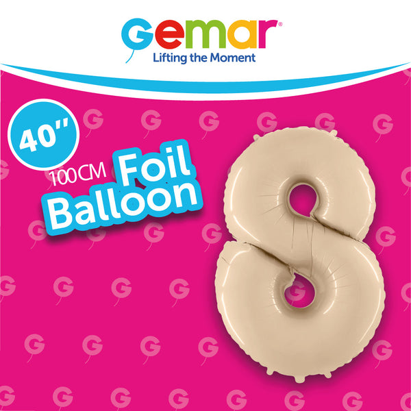 40” Number 8 Satin Cream Foil Balloon - 171082