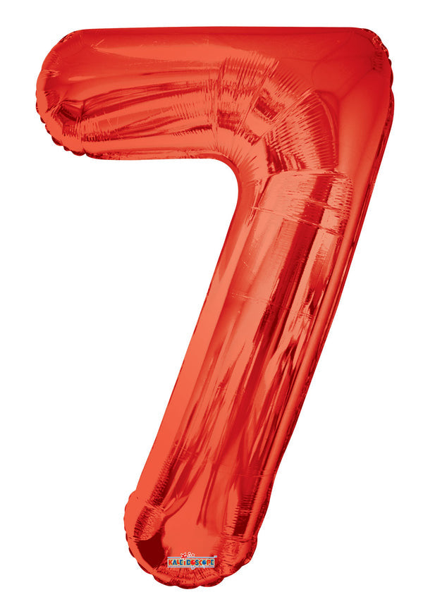 34” 7 Jumbo Numbers Foil Balloon Red