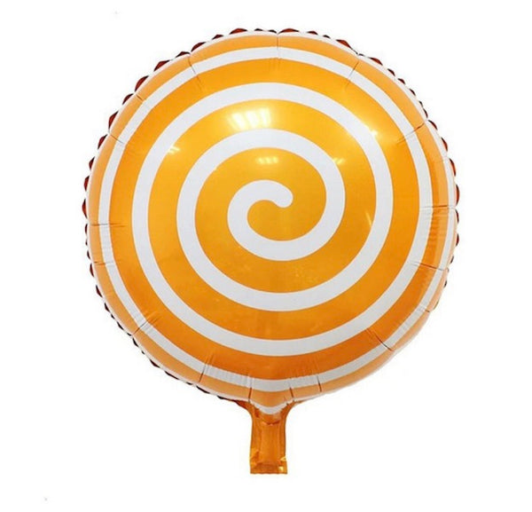 18” Spiral Circular Candy Foil Balloon - Yellow & White