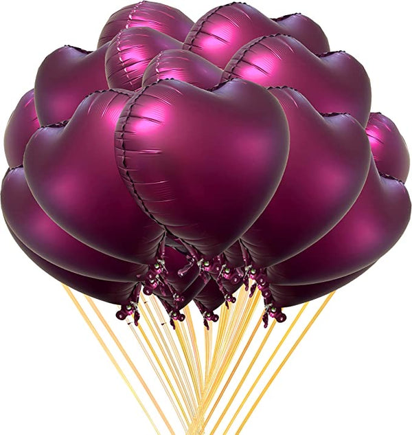 18” Mettalic Burgundy Heart Foil Balloon