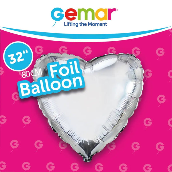 32” Foil Heart Silver