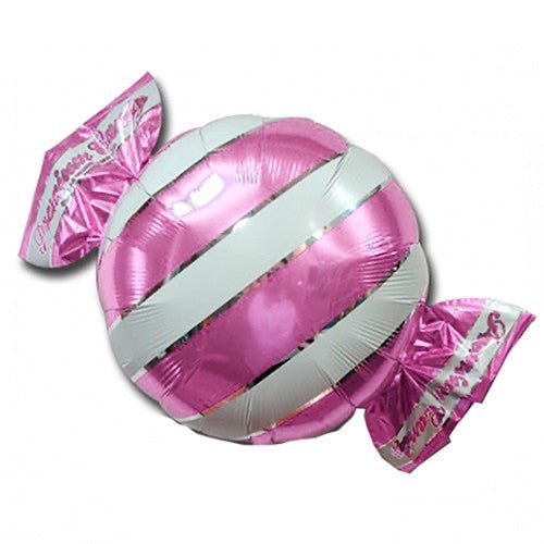 25” Premium Candy Stripes Foil Balloon - Bright Pink & White