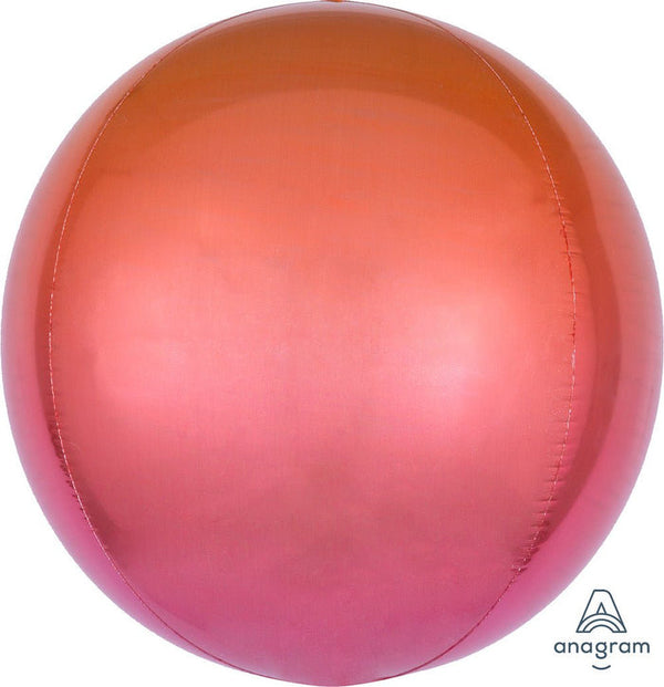 15” Ombré Orbz Red & Orange Foil Balloon