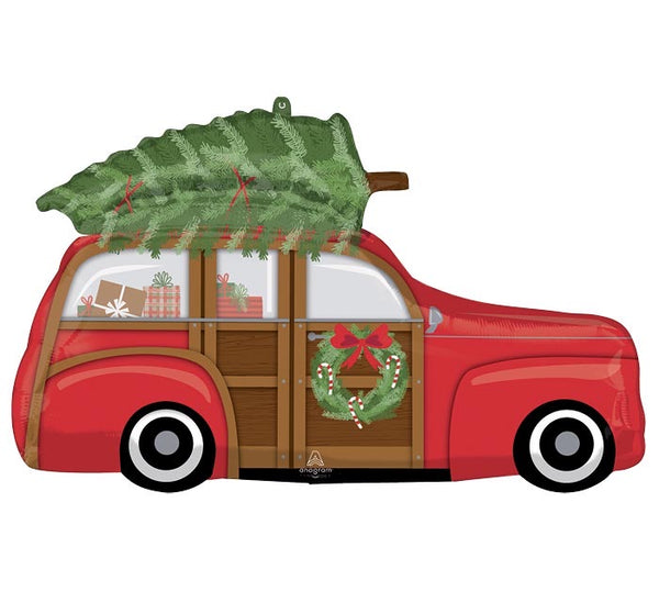 32” Pack Woody Wagon w Tree Foil Balloon