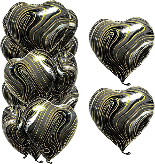 18” Black Marble Heart Shape Foil Balloon