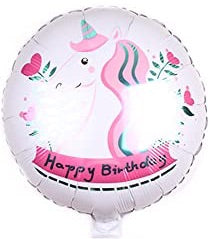 18” Happy Birthday Unicorn Round Foil Balloon