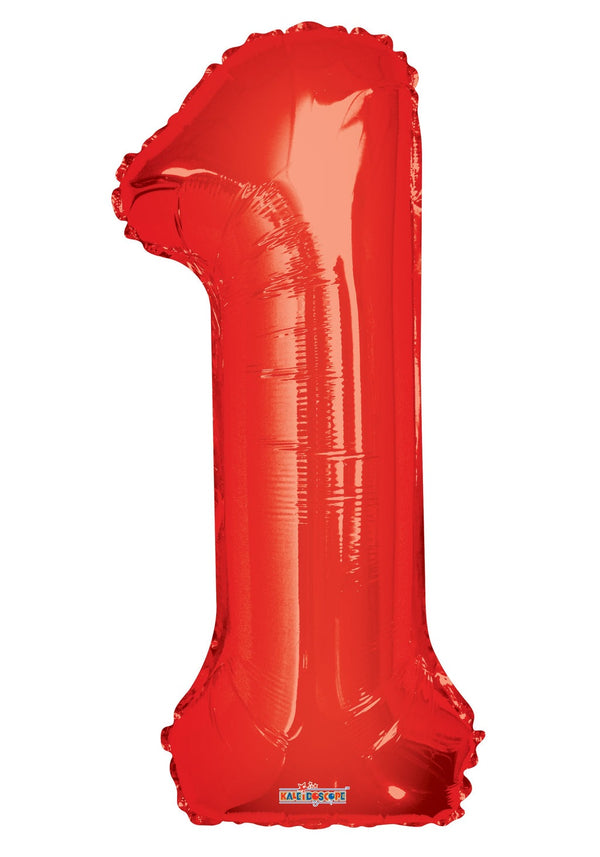 34” 1 Jumbo Numbers Foil Balloon Red