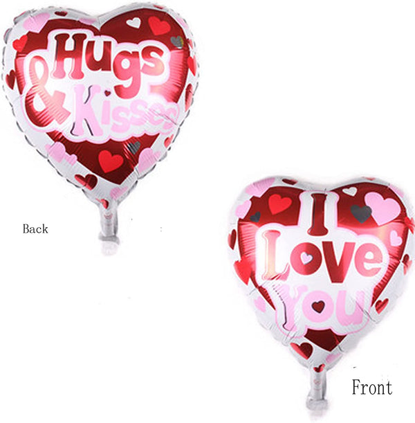 18” Heart “ Hugs & Kisses (front) I Love You ( back)Script Foil Balloon