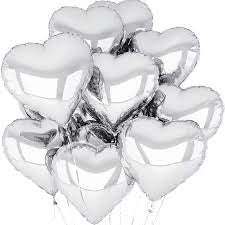 10” Silver Heart Shape Foil Balloon