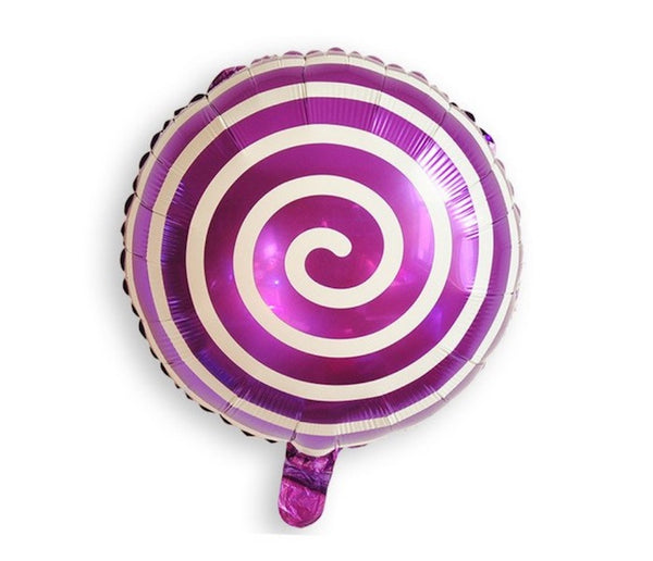 18” Spiral Circular Candy Foil Balloon - Purple & White