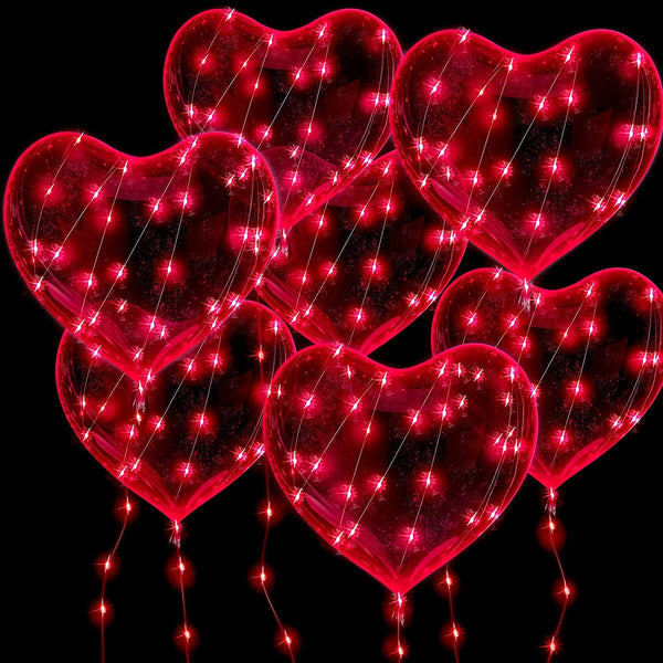 18”  Heart Shape Bobo Balloons with Red  LED lights (10 Feet long)