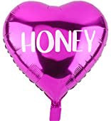 18” Fuchsia Heart “Honey” Script Foil Balloon