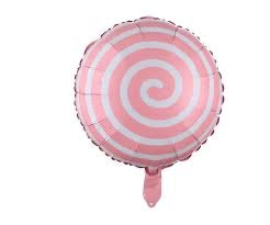 18” Spiral Circular Candy Foil Balloon - White & Pink