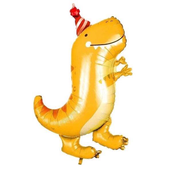 34” Yellow Dinosaur Foil Balloon