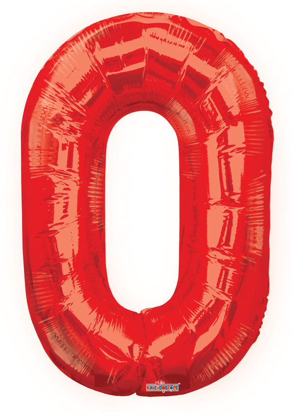 34”  0 Jumbo Numbers Foil Balloon - Red