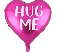 18” Fuchsia Heart “Hug Me” Script Foil Balloon