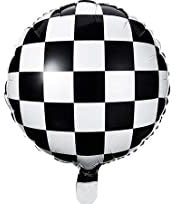 18” Black and White Checkered Foil Balloon