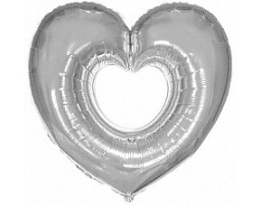 35” Silver Shape Heart Foil Balloon 174694