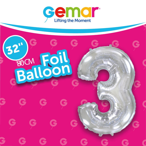 32” Number 3 Silver