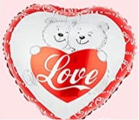 18” Heart “ Love” w bear Foil Balloon