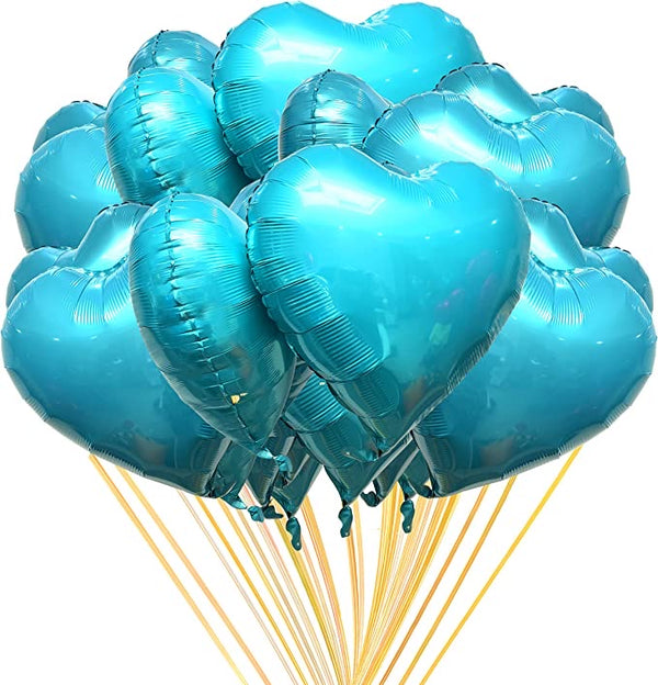 18”Mettalic Turquoise Heart Foil Balloon