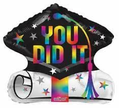 18” You did it Rainbow Foil Balloon