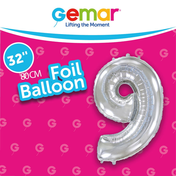 32” Number 9 Silver