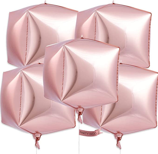 22” Gold Rose Cube Foil Balloon