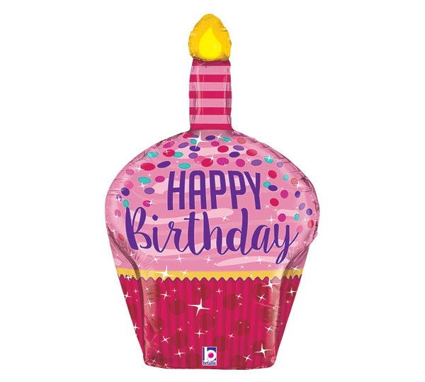 35” Happy Birthday Cupcake and Sparkles